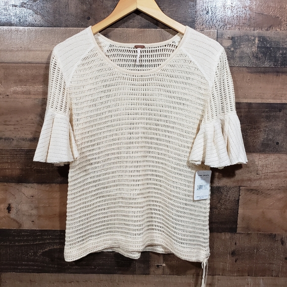 Free People NWT babes only cream open knit sweater - Picture 3 of 12